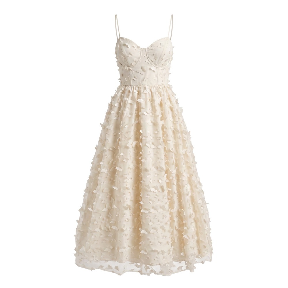 Thirty/Thirty LA Butterfly Midi Dress XS Cream Corset Fairycore Whimsical Prom